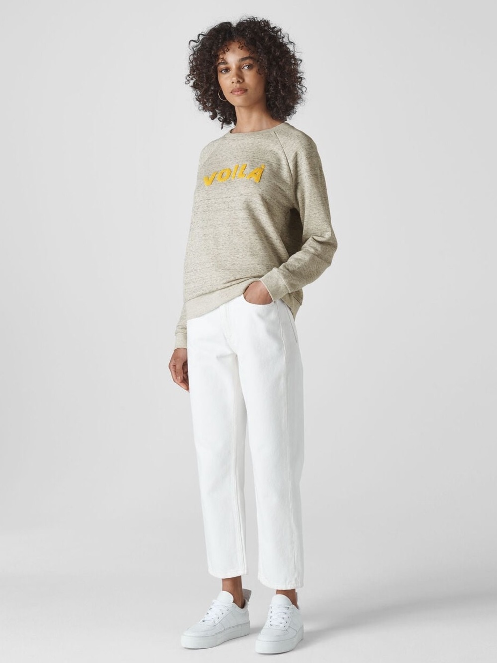 Whistles Voila Logo Pullover Sweatshirt with Yellow Script Medium